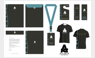 Thumbnail with all the swag for the film fest. Envelopes, lanyard, t-shirt, tickets, letterhead, and parking pass.
