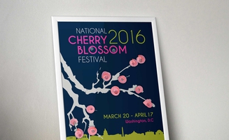Thumbnail - Mockup of the award-winning poster I designed for the Cherry Blossom Festival.