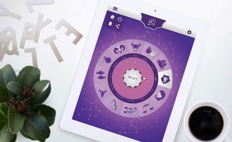 Thumbnail - Mockup of Horoscope app on an iPad.