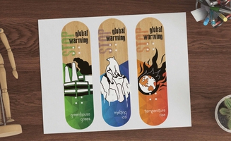 Thumbnail - Mockup of illustrations on skateboards
